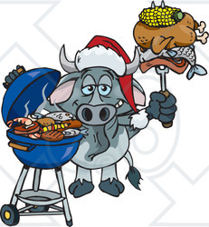  - 70216_grilling_gary_bull_wearing_a_santa_hat_and_holding_food_on_a_bbq_fork