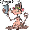 Mad Wise Monkey Texting and Listening to Music on a Cell Phone