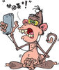 Furious Wise Monkey Texting and Listening to Music on a Cell Phone