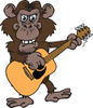 Happy Chimp Playing an Acoustic Guitar