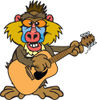 Happy Baboon Musician Playing a Guitar