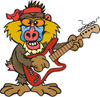 Happy Baboon Musician Playing an Electric Guitar