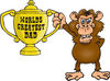 Chimp Character Holding A Golden Worlds Greatest Dad Trophy