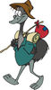 Vagrant Emu Carrying A Sack And Swag