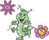 Dancing Green Caterpillar With Flowers