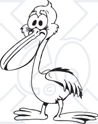 Clipart Black And White Pelican - Royalty Free Vector Illustration