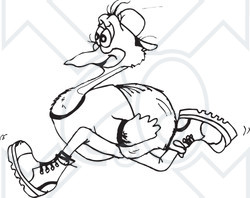 Clipart Black And White Australian Emu Running - Royalty Free Vector Illustration