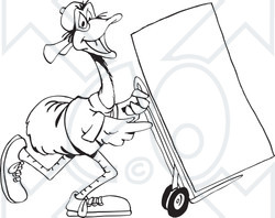 Clipart Black And White Aussie Emu Delivering - Royalty Free Illustration