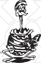 Clipart Black And White Aussie Emu In An Easter Egg - Royalty Free Illustration