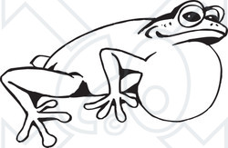 Clipart Black And White Croaking Frog 1 - Royalty Free Illustration