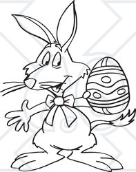 Clipart Black And White Easter Bilby Holding An Egg - Royalty Free ...