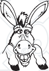 Clipart of a Black and White Happy Donkey Smiling over a Sign - Royalty ...