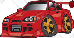 Clipart of a Red Nissan Skyline GT-R Sports Car - Royalty Free Vector Illustration