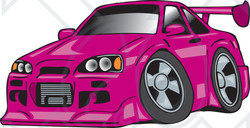 Clipart of a Pink Nissan Skyline GT-R Sports Car - Royalty Free Vector Illustration