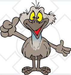 Clipart of a Happy Emu Bird Presenting and Giving a Thumb up - Royalty Free Vector Illustration