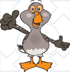 Clipart of a Happy Goose Presenting and Giving a Thumb up - Royalty Free Vector Illustration