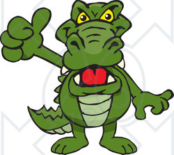 Clipart of an Alligator Giving a Thumb up - Royalty Free Vector Illustration