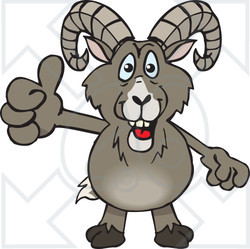 Clipart of a Happy Bighorn Sheep Giving a Thumb up - Royalty Free Vector Illustration