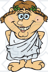 Clipart of a Happy Greek Woman in a Toga - Royalty Free Vector Illustration