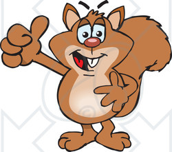 Clipart of a Happy Squirrel Holding a Thumb up - Royalty Free Vector Illustration