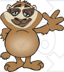 Clipart of a Happy Sloth Standing and Waving - Royalty Free Vector Illustration