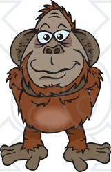 Clipart of a Happy Orangutan Standing - Royalty Free Vector Illustration