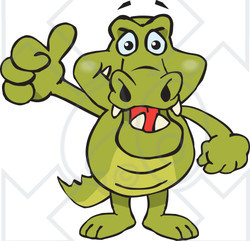 Clipart of a Happy Crocodile Holding a Thumb up - Royalty Free Vector Illustration