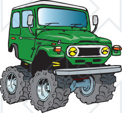 Royalty-Free (RF) Clipart Illustration of a Green 4x4 Cruiser Vehicle With Big Tires