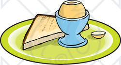 Clipart Illustration of a Slice Of Toast And A Boiled Egg On A Plate