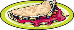 Clipart Illustration of a Breakfast Crepe Filled With Fruit