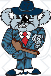 Clipart Illustration of a Mafia Koala Pointing And Carrying A Tommy Gun In A Violin Case