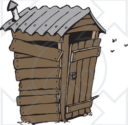 Clipart Illustration of a Stinky Wooden Outhouse With Flies ...