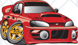 Clipart Illustration of a Turbocharged Red Subaru Impreza WRX Car