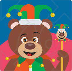 Clipart Illustration of a Brown Bear Jester Character