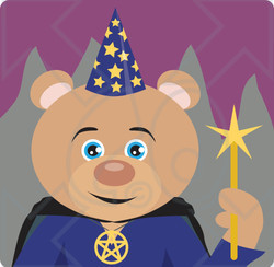 Clipart Illustration of a Teddy Bear Wizard Character