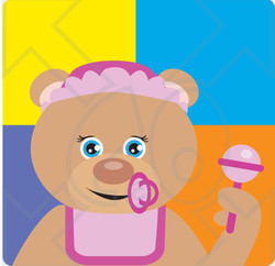 Clipart Illustration of a Baby Girl Teddy Bear Character