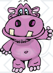 Clipart Illustration of a Friendly Pink Hippo Walking