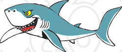 Clipart Illustration of a Mean Shark Swimming And Grinning