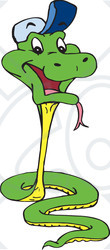 Clipart Illustration of a Green And Yellow Snake Wearing A Hat