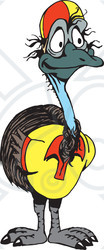 Clipart Illustration of a Young Emu Bird In A Shirt And Hat