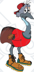 Clipart Illustration of a Depressed Emu Bird In Clothes