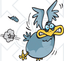 Clipart Illustration of a Scared Blue Bird Flying