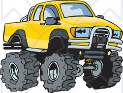 Clipart Illustration of a Tough Big Yellow Toyota Truck