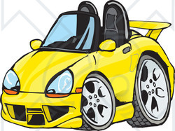 Clipart Illustration of a Cute Compact Yellow Convertible Porche Sports Car