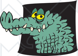 Clipart Illustration of a Grinning Croc Head