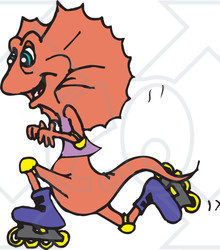 Clipart Illustration of a Frilled Lizard Roller Blading