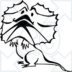 Clipart Illustration of a Black And White Cute Frill Lizard