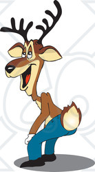 Clipart Illustration of a Laughing Reindeer Sticking His Butt Out