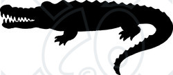 Clipart Illustration of a Black Crocodile Silhouette