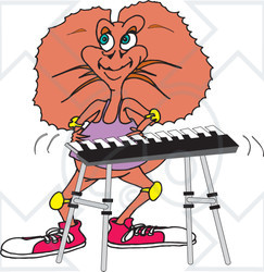 Clipart Illustration of a Frill Lizard Playing A Keyboard
